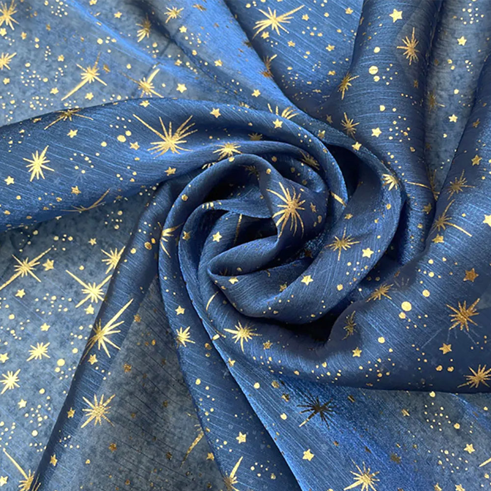 Sequin Fabric Panel - Glitter Shiny Bronzing Star Moon Organza