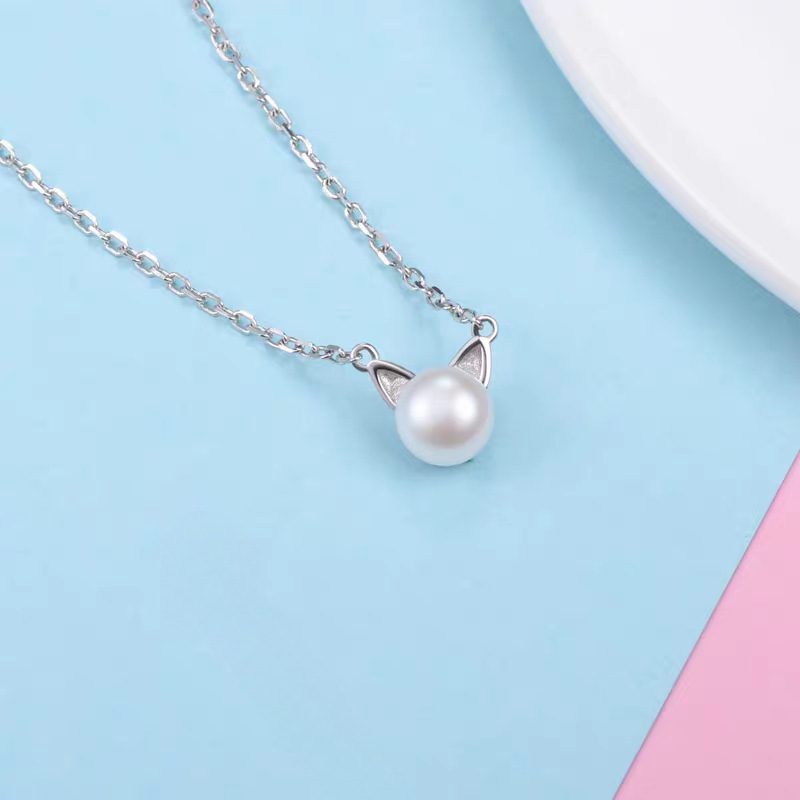 Fashion 925 Sterling Silver Je - Pearl Trim Chain ulasan dan harga