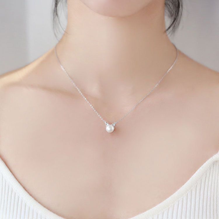 Fashion 925 Sterling Silver Je - Pearl Trim Chain ulasan dan harga