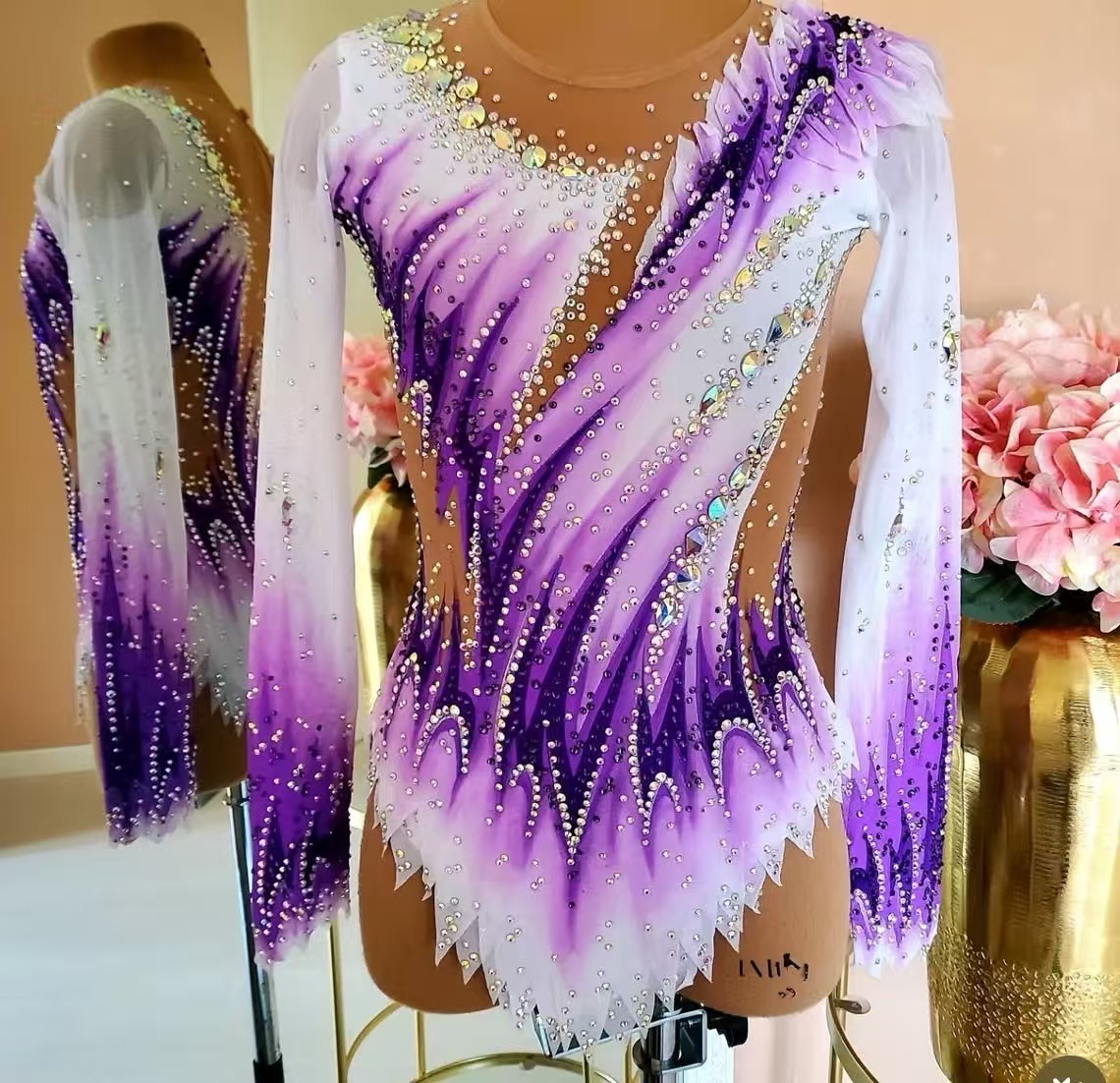 Girls Purple White Rhythmic Gy - Rhinestone Banding Trim ulasan dan harga