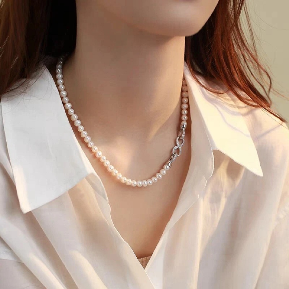 Natural Pearl Necklace Akoya A - Pearl Trim Chain ulasan dan harga