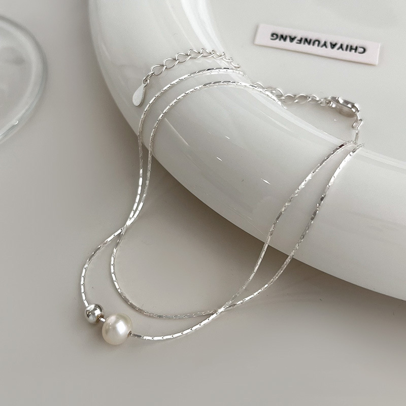 Christmas Gift 925 Sterling Si - Pearl Trim Chain ulasan dan harga