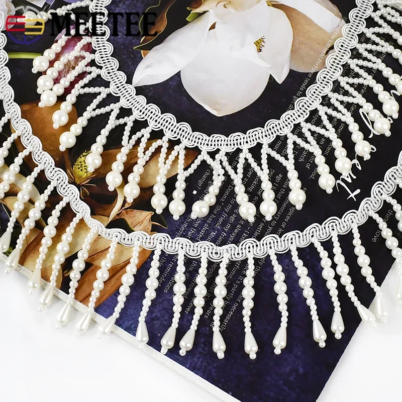 1/2Yards Pearl Beaded Tassel F - Fringe Ribbon Sewing ulasan dan harga